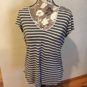 Anthropologie Bordeaux striped heather top size S